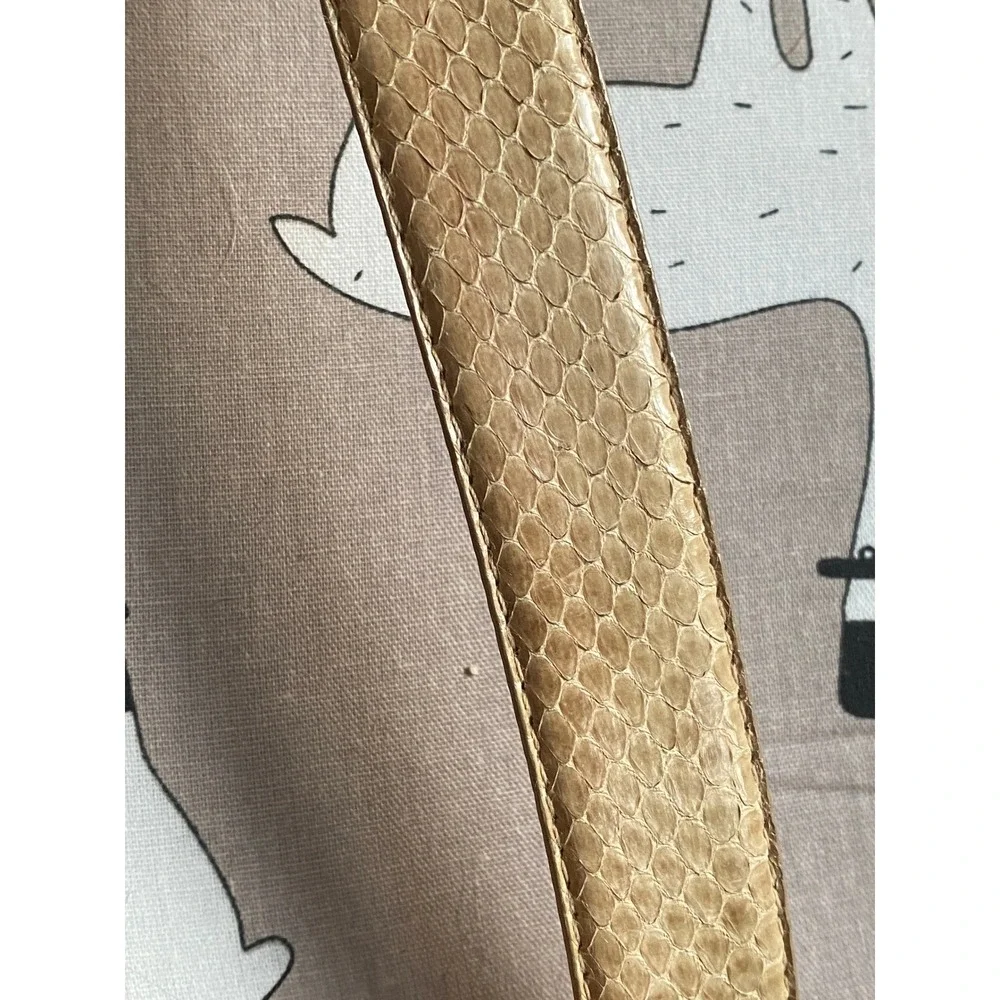 Jana Vintage Genuine Snakeskin Belt Gold Tone Buckle Gray Tan Leather Lining L